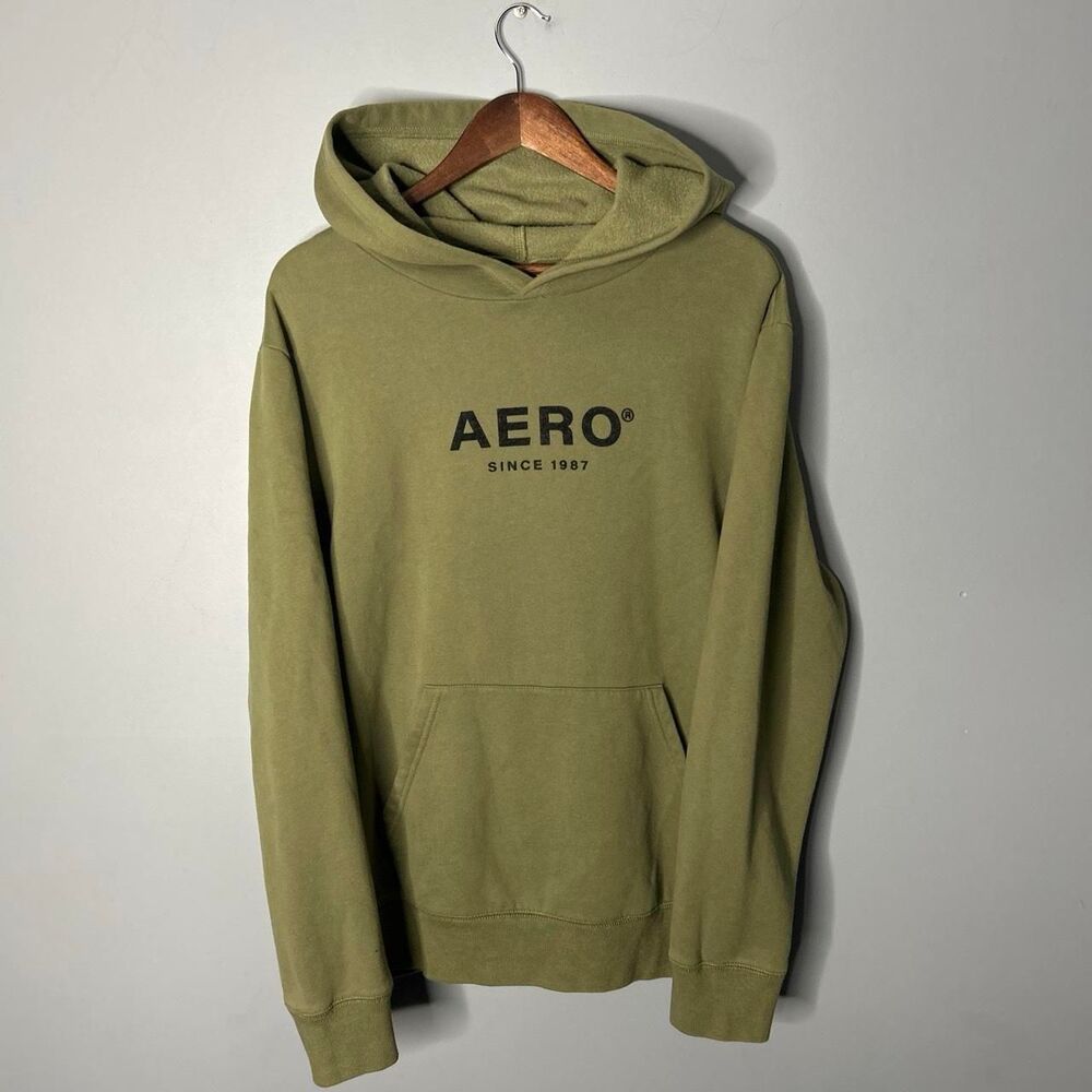 Aeropostale Men's Green and Khaki Hoodie